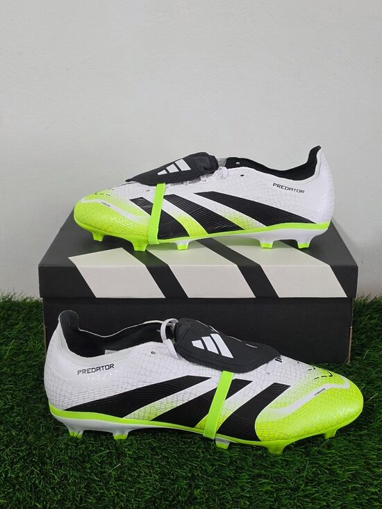 adidas Predator League Fold-Over MG Cleats -White/Black/ Lucid Lemon -Size 12.5